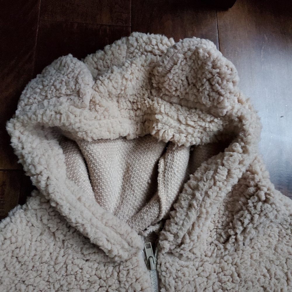 Teddy bear sherpa hooded romper short jumpsuit in beige size xl new - Picture 7 of 8